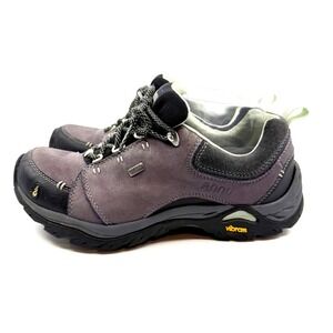 Ahnu Hiking Shoes Women US 8 Leather Waterproof Vibram Outsole Gray Purple AS IS